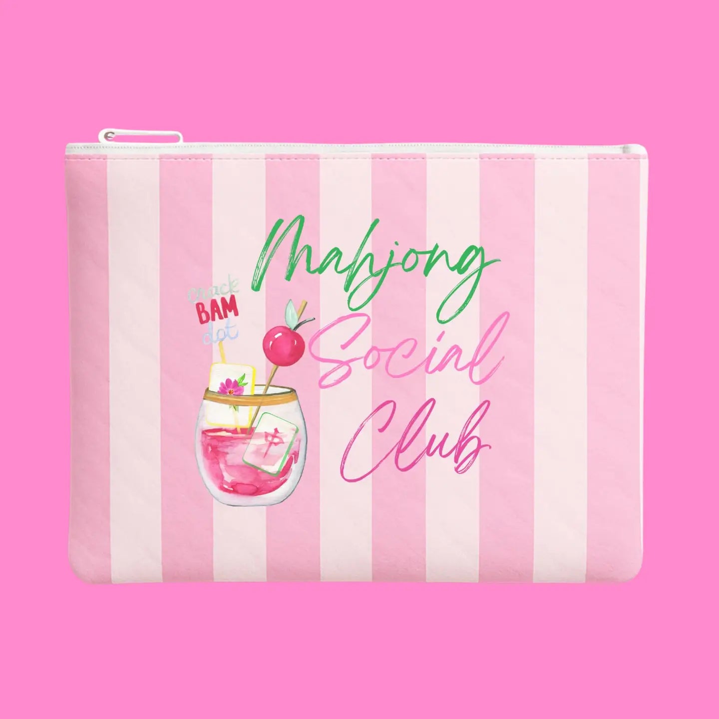 Mahjong Pouch | Mahjong Social Club Flat Zip Mahjong Gift