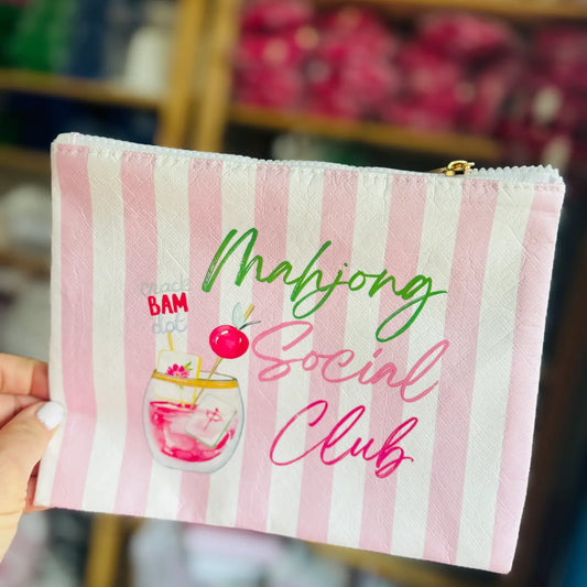 Mahjong Pouch | Mahjong Social Club Flat Zip Mahjong Gift